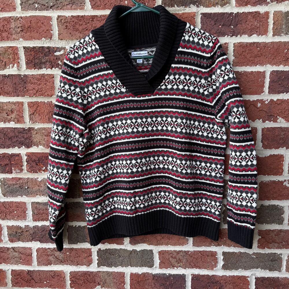 Croft & Barrow Fair Isle Shawl Collar Sweater Size Large